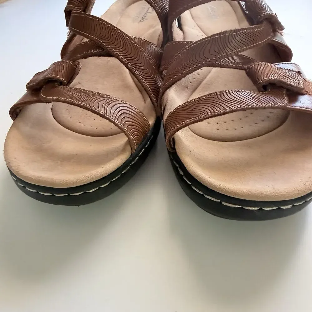 Clarks Samdals Women 11 Merliah Karli 26158235 Tan Leather Comfort